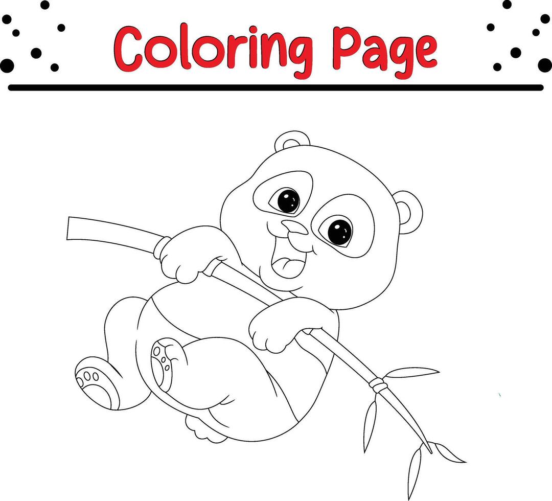 carino panda bambù albero colorazione libro pagina per bambini vettore