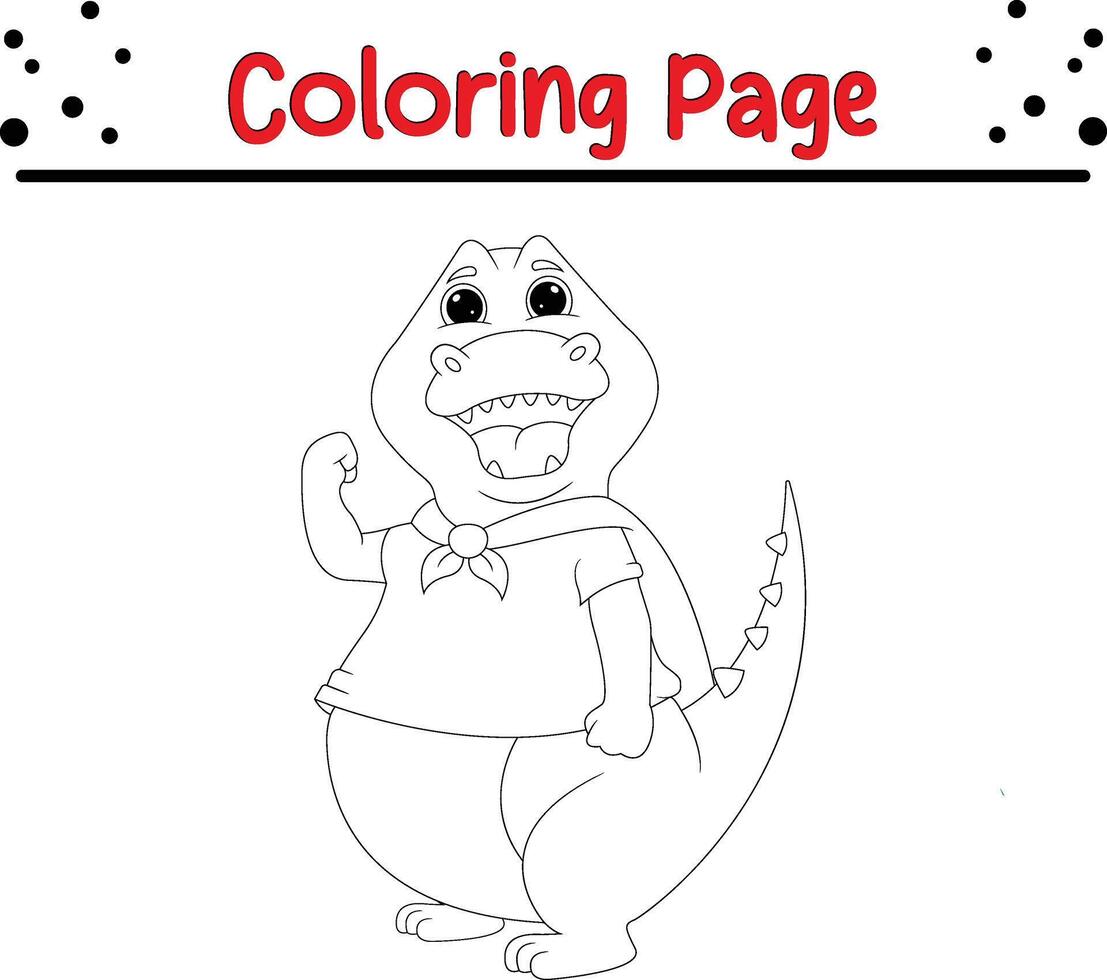 carino supereroe coccodrillo colorazione libro pagina per bambini vettore