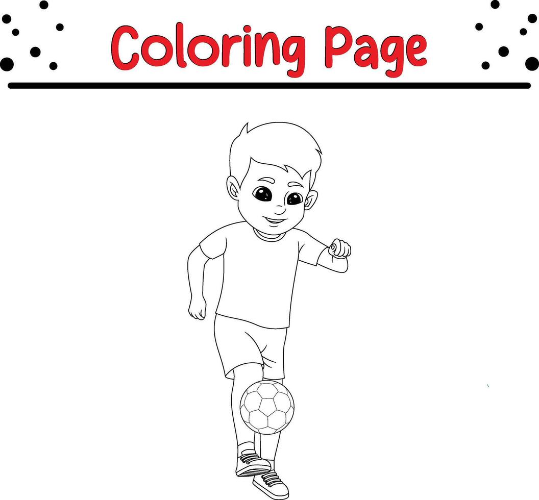 ragazzo calcio giocatore colorazione pagina per bambini. nero e bianca illustrazione per colorazione libro vettore