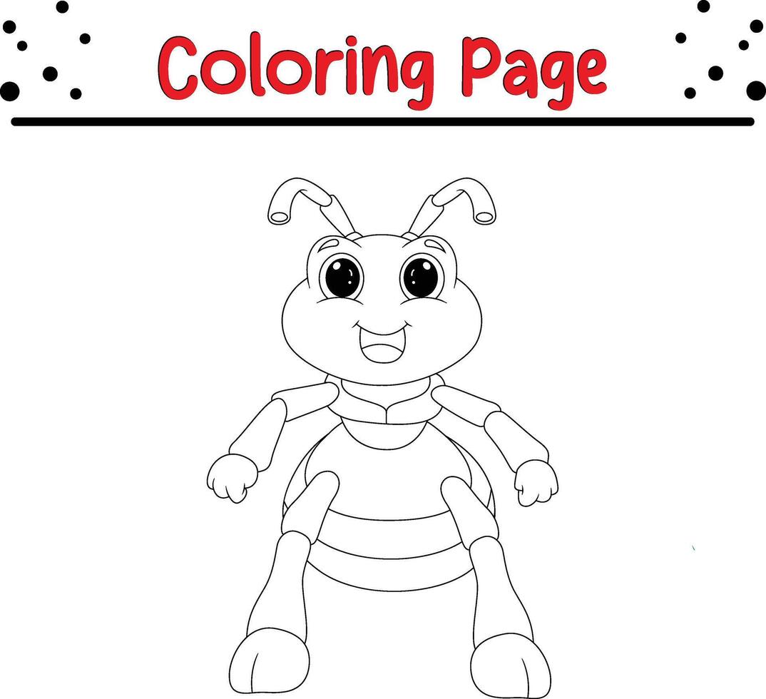 carino formica colorazione pagina per bambini. nero e bianca illustrazione per colorazione libro vettore