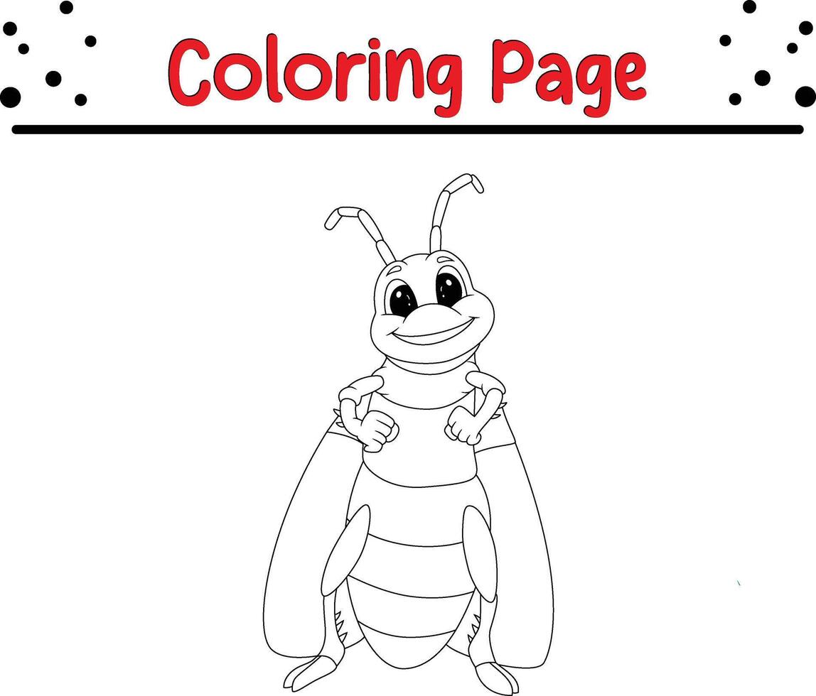 carino cavalletta colorazione pagina per bambini. nero e bianca illustrazione per colorazione libro vettore