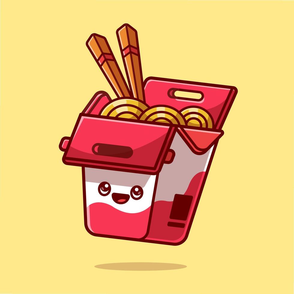 carino spaghetto scatola cartone animato vettore