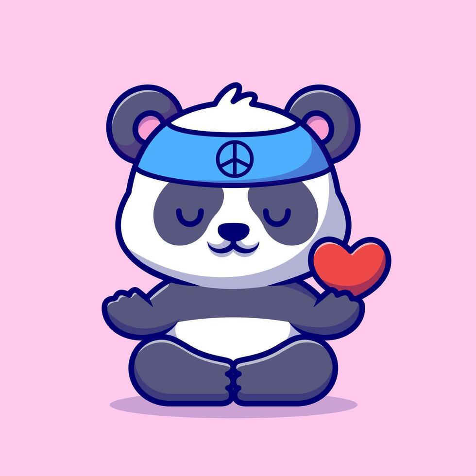 carino pace panda Meditare yoga cartone animato vettore