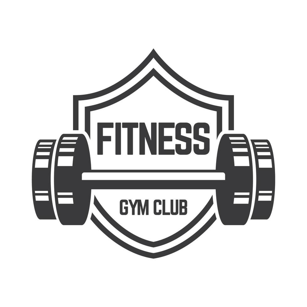 Palestra fitness manubrio logo icona illustrazione. vettore