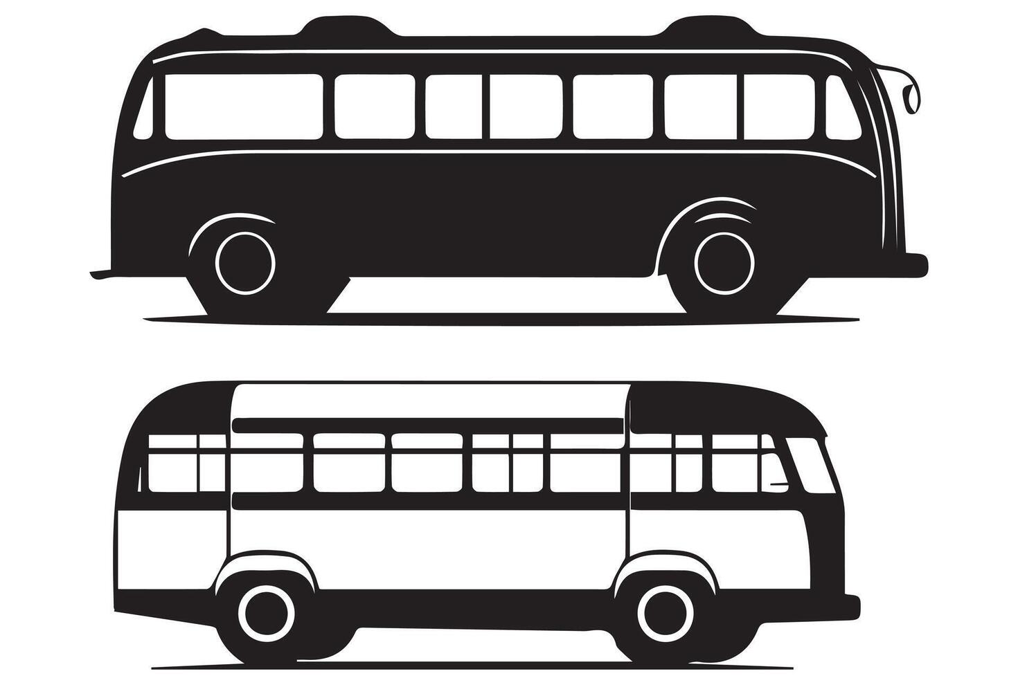 autobus icone impostato su bianca sfondo vettore