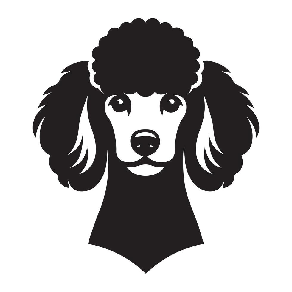 barboncino cane - un' vigile barboncino cane viso illustrazione nel nero e bianca vettore