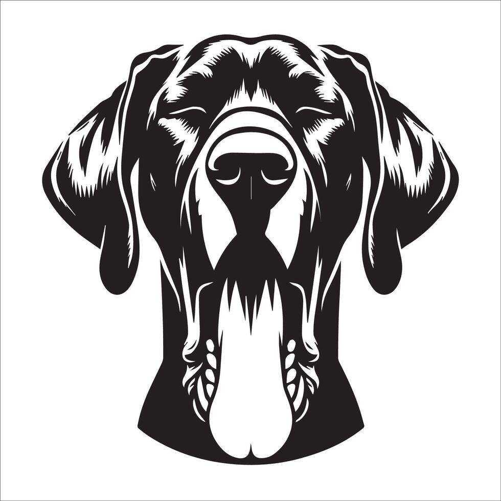 grande dane cane - un' grande dane assonnato viso illustrazione nel nero e bianca vettore