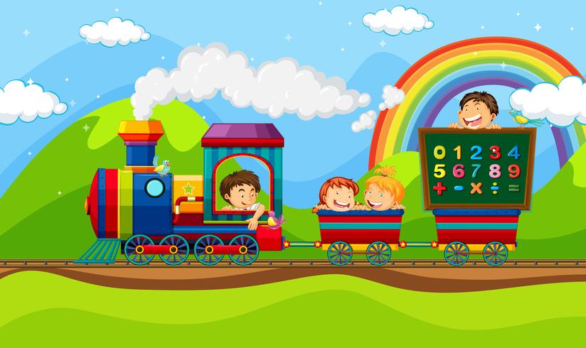 I bambini vanno in treno vettore