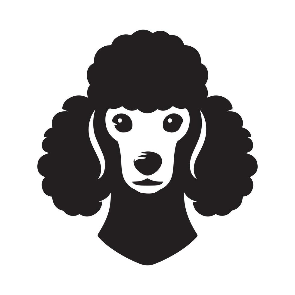 barboncino cane - un' vigile barboncino cane viso illustrazione nel nero e bianca vettore