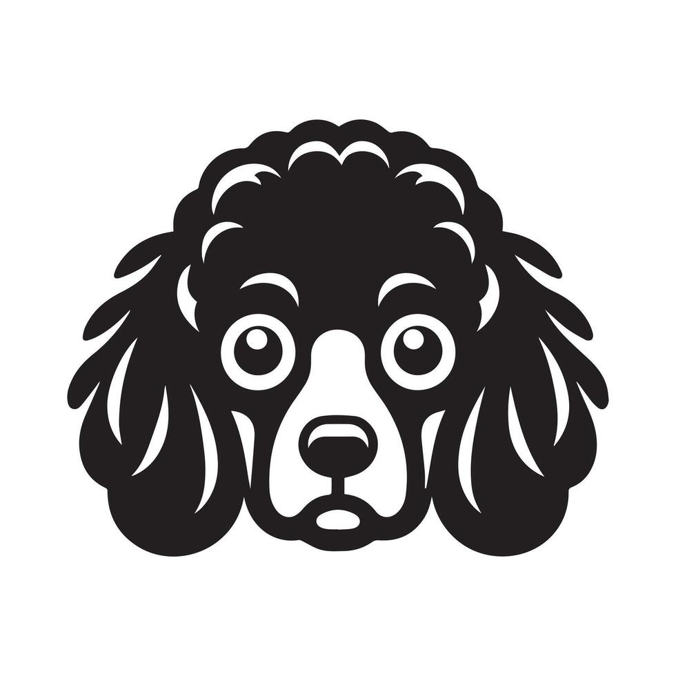 barboncino cane - un' pauroso barboncino cane viso illustrazione nel nero e bianca vettore