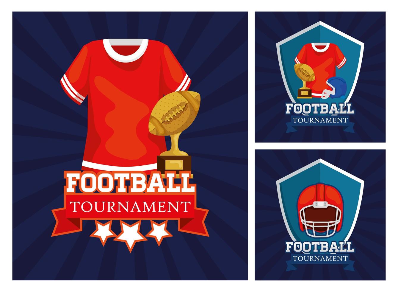 set poster di football americano con decorazioni vettore