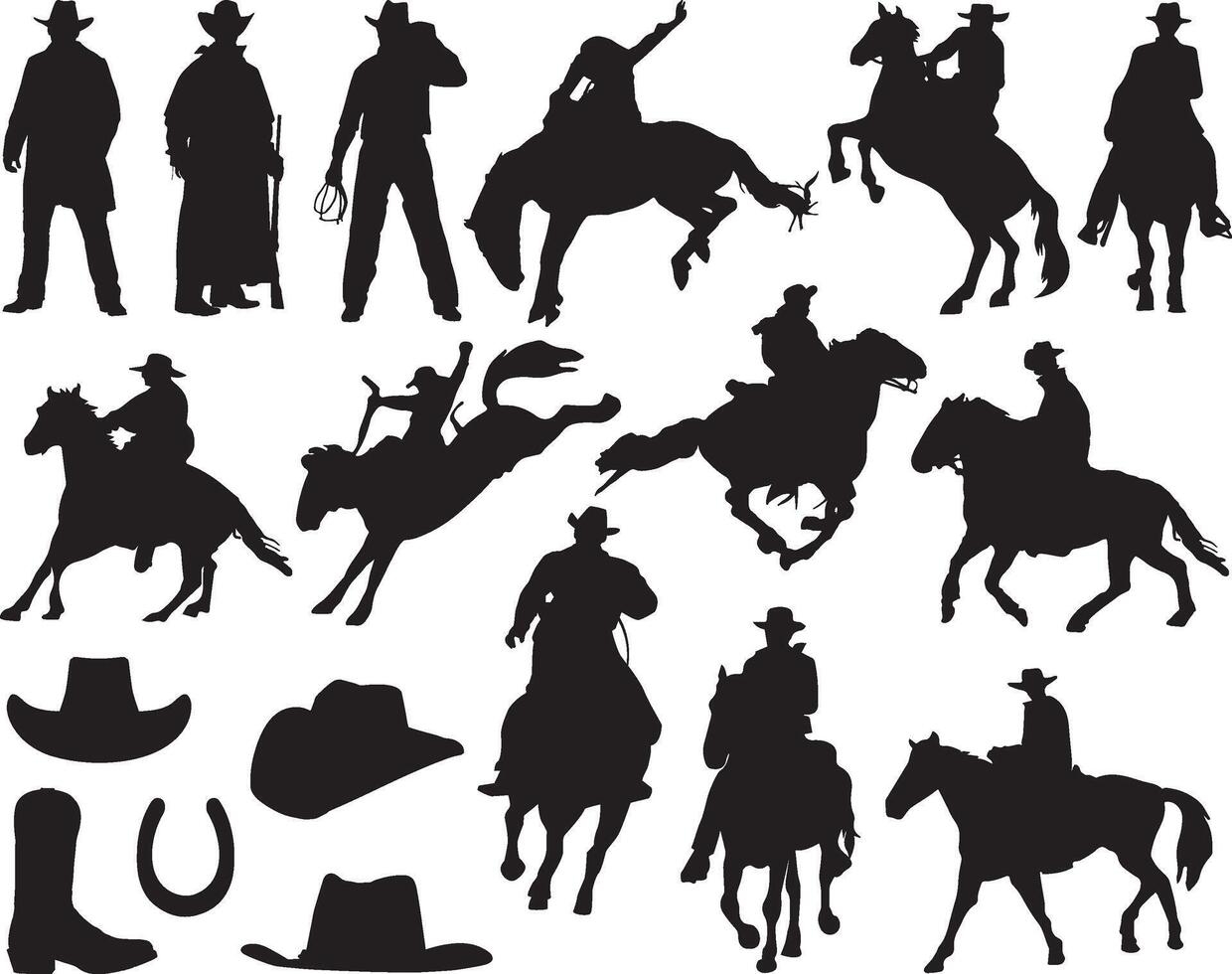 cowboy silhouette su bianca sfondo vettore