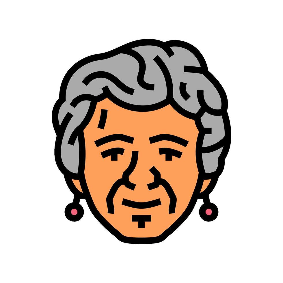 adulto vecchio donna avatar colore icona illustrazione vettore