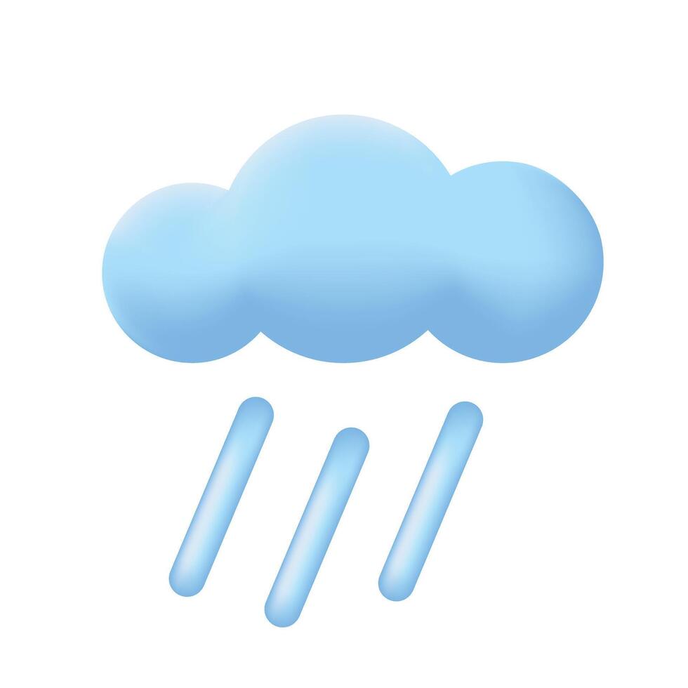 blu nube e pesante pioggia o acquazzone. tuono tempesta tempo metereologico previsione elemento 3d icona. vettore
