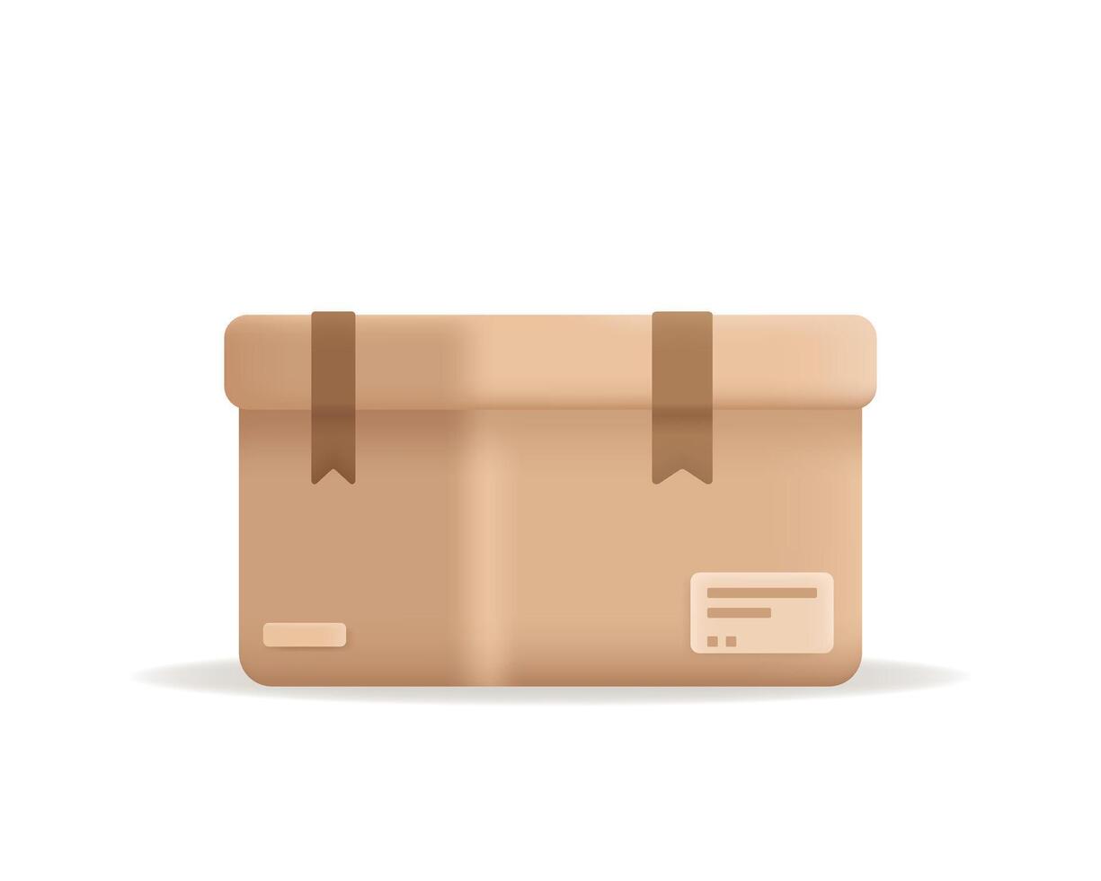 3d cartone scatola per trasporto merce. scatola di cartone consegna confezione per veloce consegna o shopping concetto. vettore