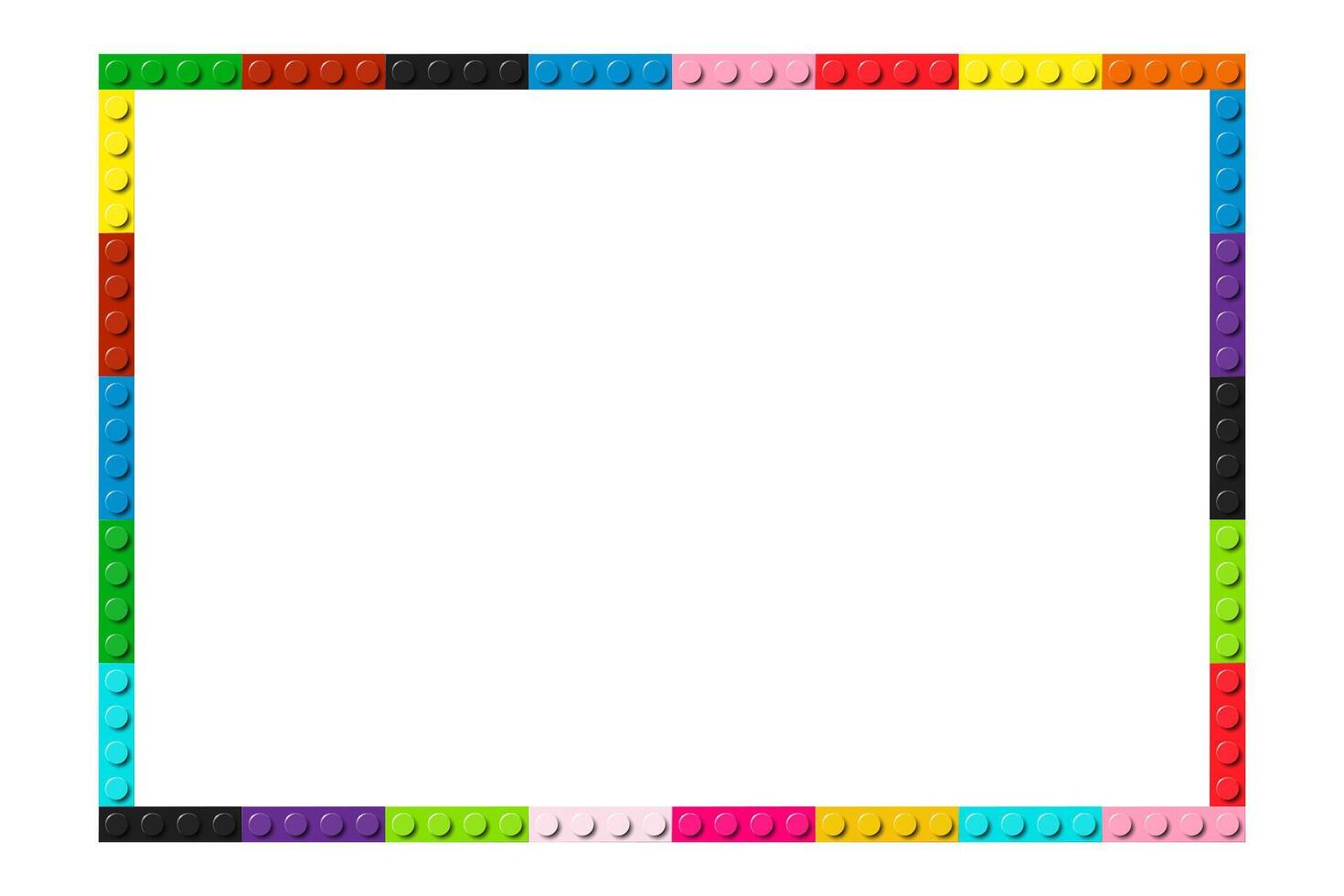 semplice telaio composto di colore giocattolo blocchi. Nero, bianca, rosso, blu, rosa e verde mattone striscione. astratto sfondo vettore