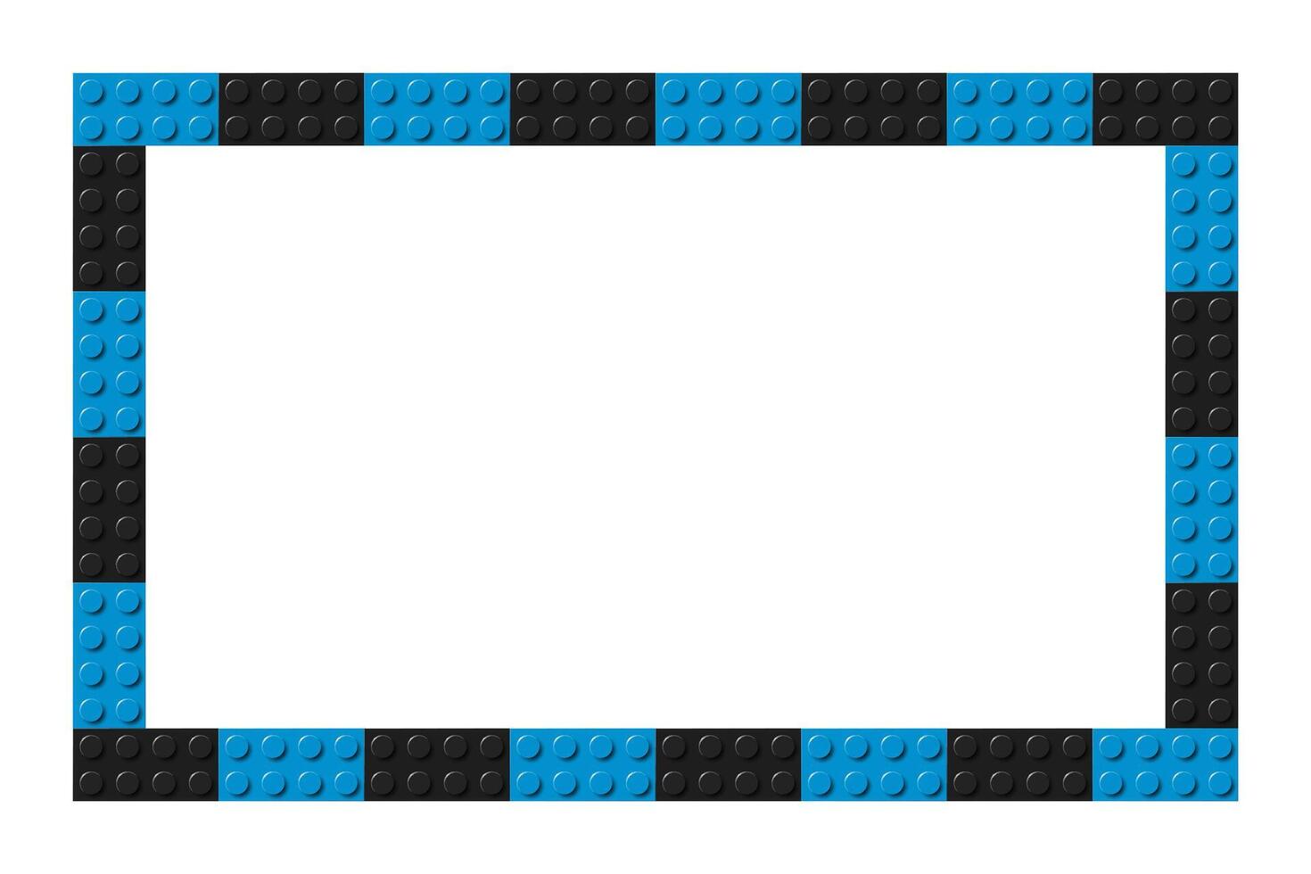 semplice telaio composto di nero e blu giocattolo blocchi. nero e bianca mattone striscione. astratto sfondo vettore