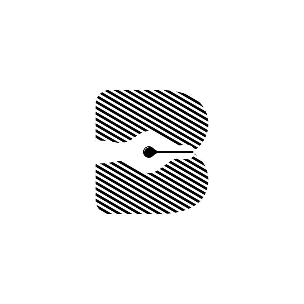 lettera b penna scrittore strisce silhouette design simbolo logo vector