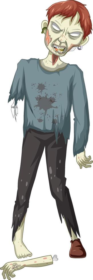 personaggio zombie inquietante su sfondo bianco vettore