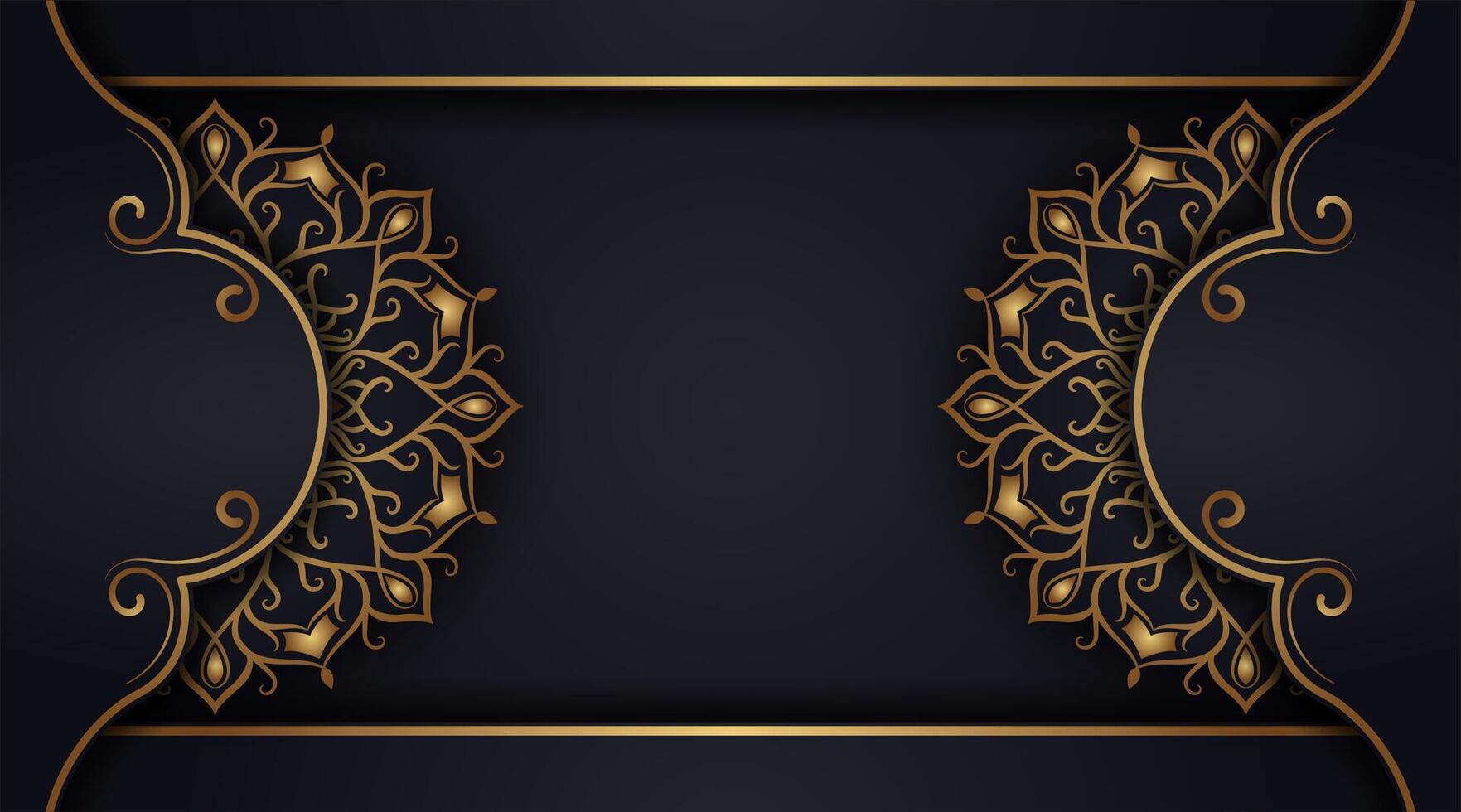 lusso nero sfondo con ornamentale mandala vettore