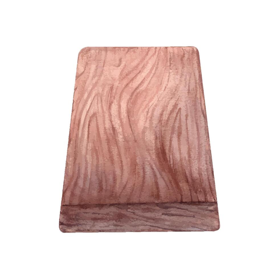 quercia tavola con struttura. rettangolo superficie di scrivania nel prospettiva Visualizza. rustico tavole. naturale eco amichevole Materiale. acquerello illustrazione. per cucinando disegno, interno arredamento, mestiere, costruzione. vettore