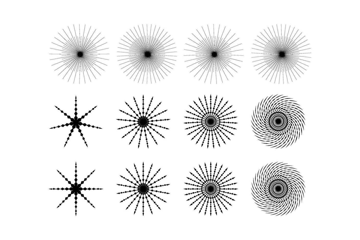 astratto scintillare forma simbolo cartello pittogramma simbolo visivo illustrazione impostato vettore