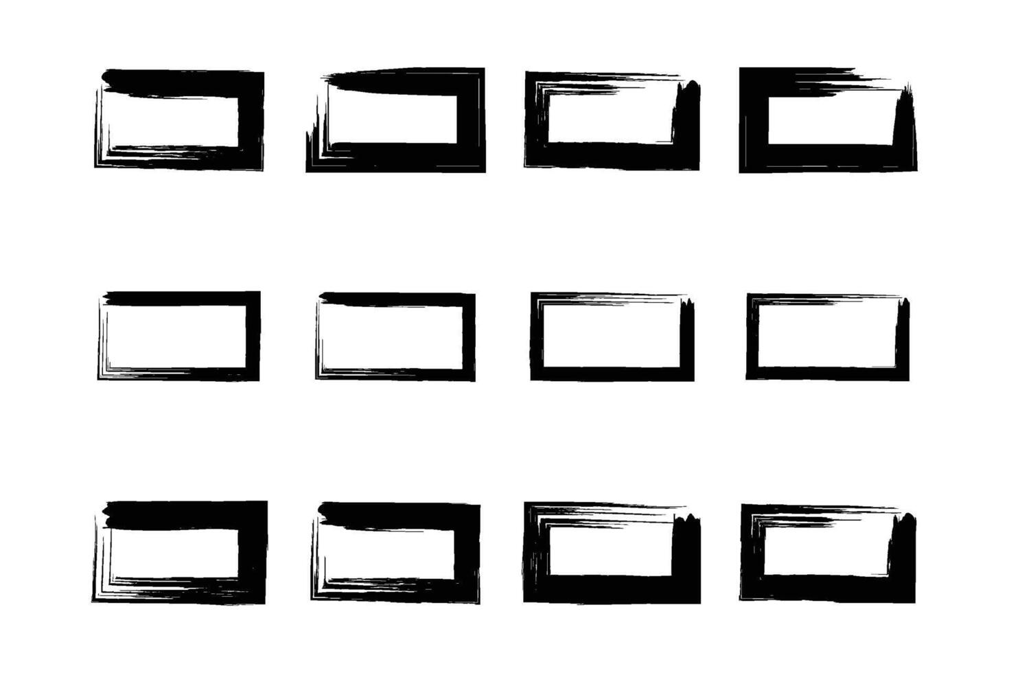 rettangolo forma grassetto linea grunge forma spazzola ictus pittogramma simbolo visivo illustrazione impostato vettore
