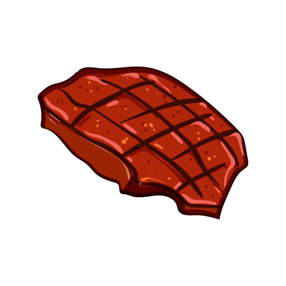barbecue bistecca griglia cartone animato illustrazione vettore