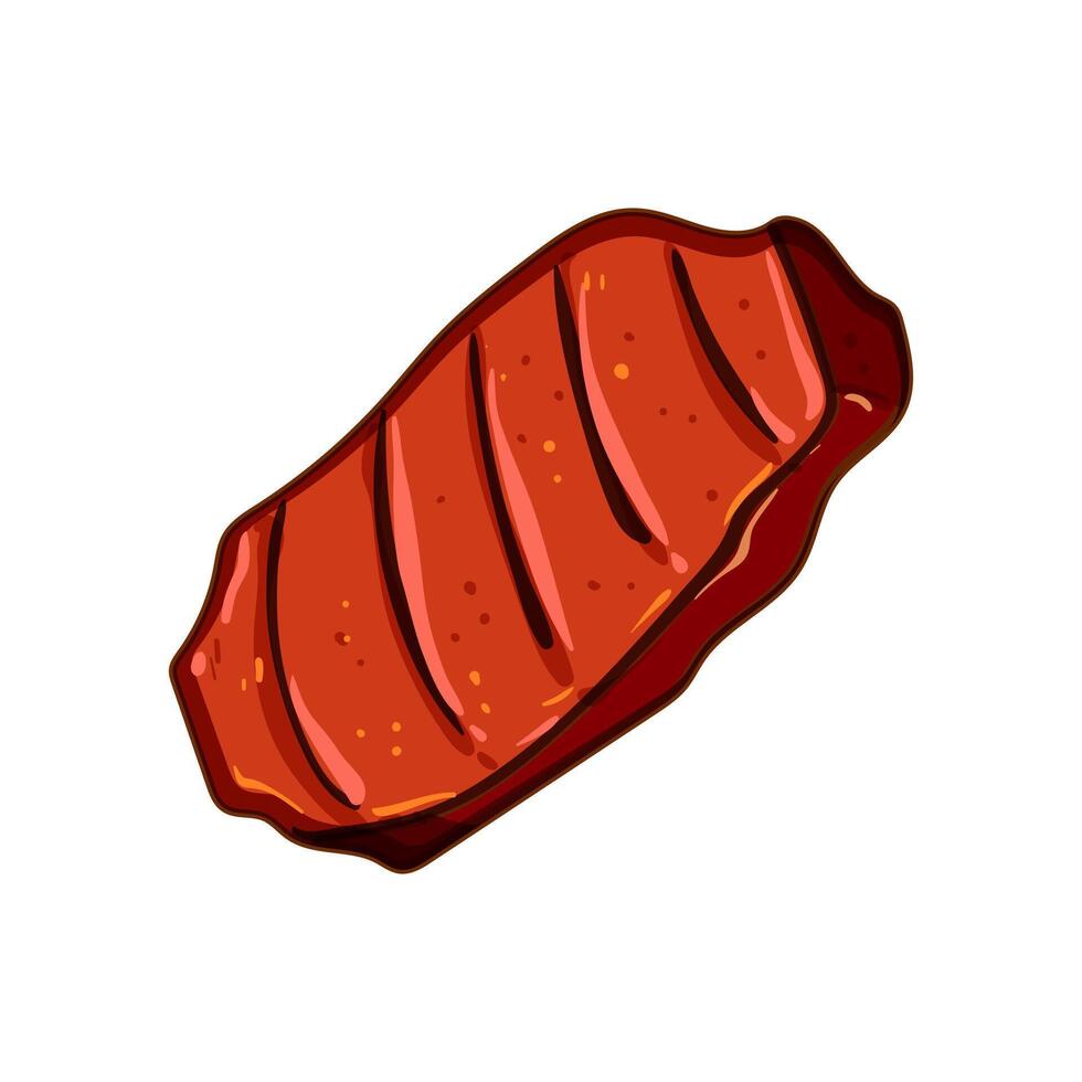 Fumo bistecca griglia cartone animato illustrazione vettore