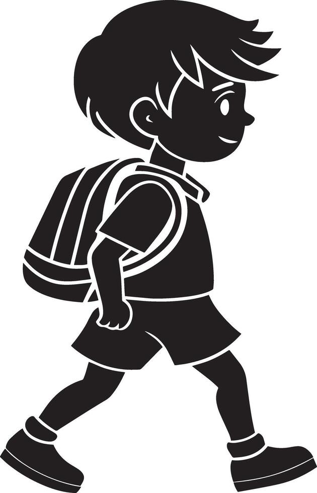 illustrazione di un' ragazzo a piedi con un' zaino su un' bianca sfondo vettore