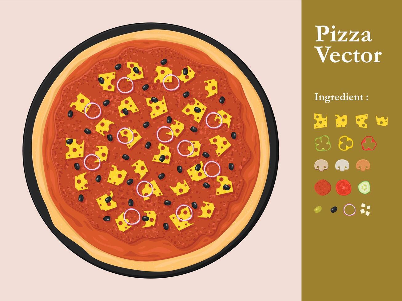 Pizza icona ristorante menù elemento bar peperoni cartone animato illustrazione astratto salsa cibo vettore