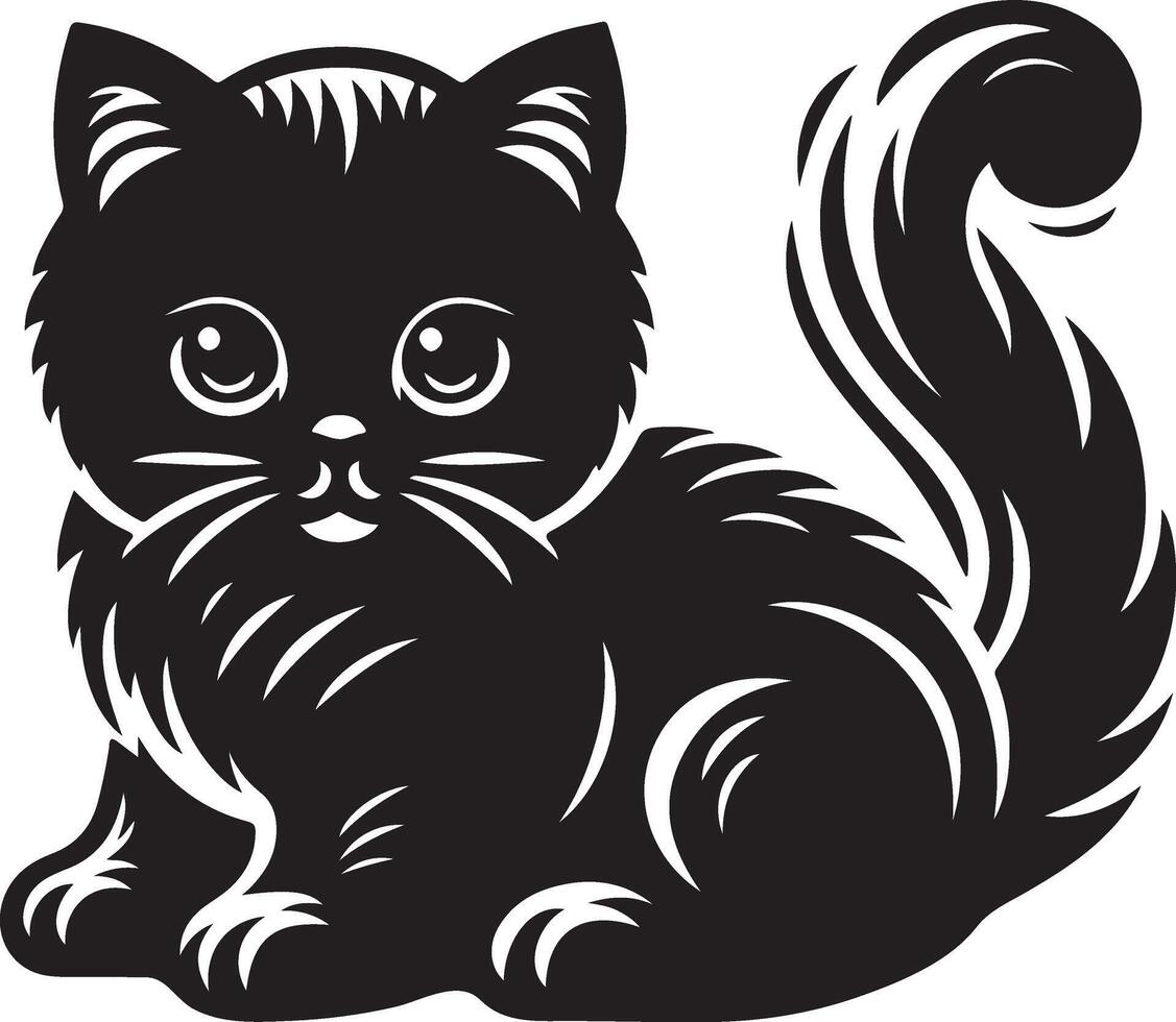 gattino, nero colore silhouette, nero colore silhouette vettore