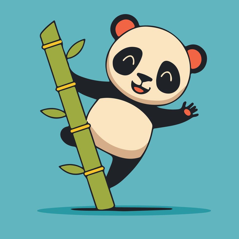 un' giocoso panda equilibratura su un' bambù sparare vactor t camicia design vettore