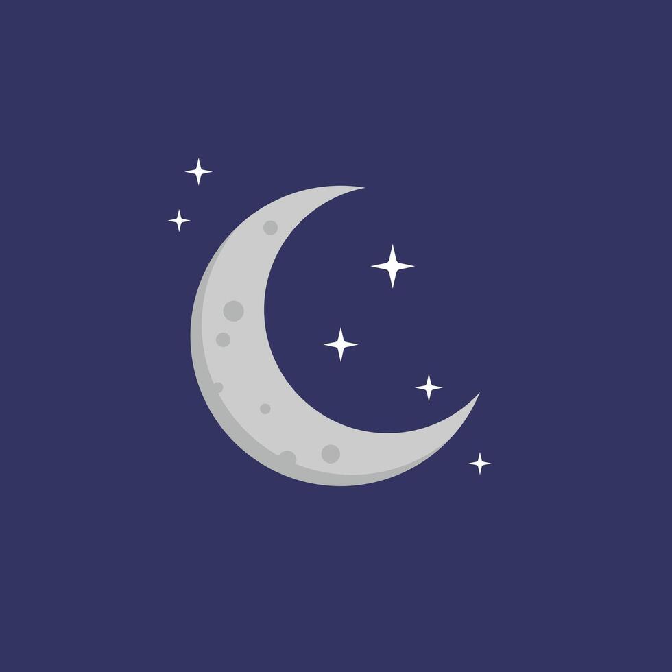 Luna e stella illustrazione. piatto stile vettore
