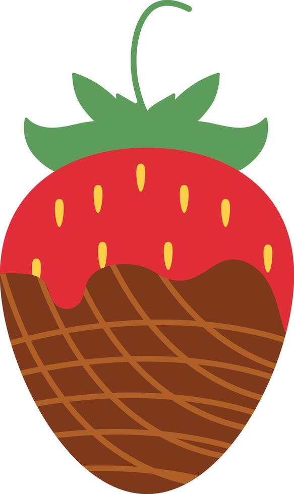 fragola rivestito cioccolato nel piatto cartone animato design. fuso cioccolato. isolato illustrazione. vettore