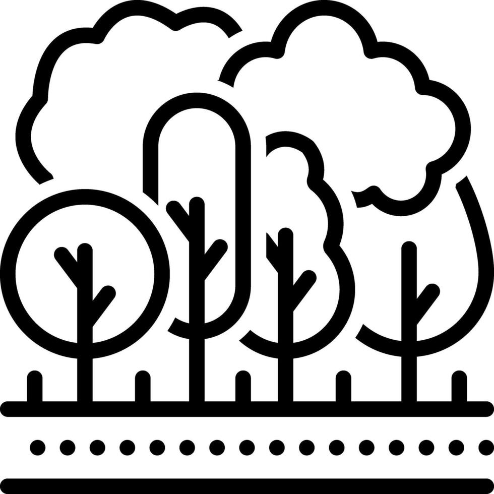 nero linea icona per foresta vettore