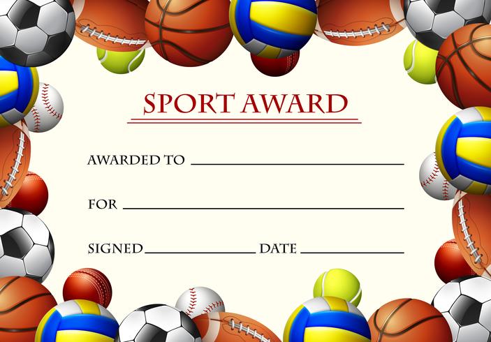 Modello di certificato per il premio sportivo vettore