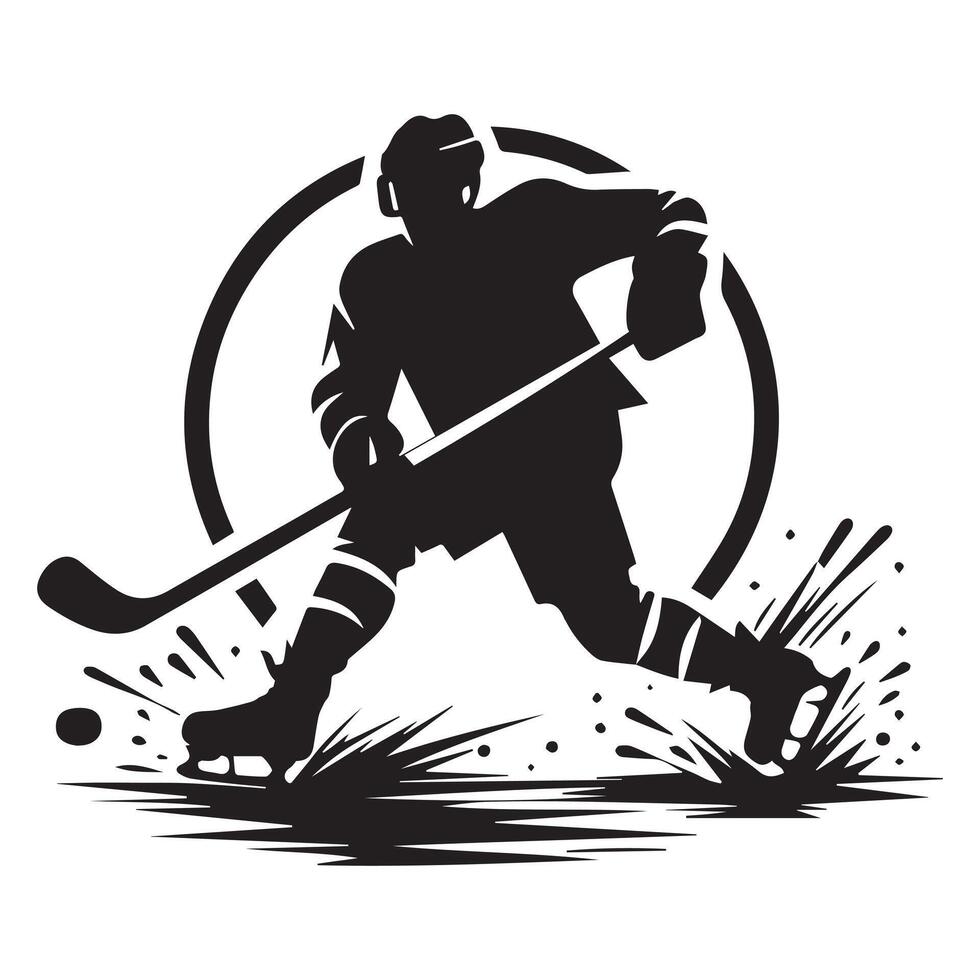 hockey silhouette nero piatto illustrazione. vettore