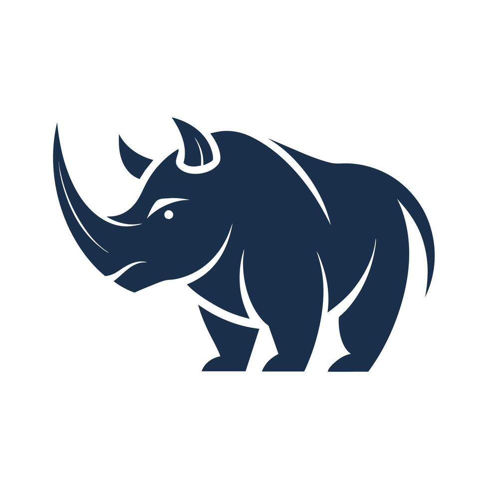 un' minimalista rinoceronte logo visualizzato su un' pulito bianca sfondo, creare un' minimalista logo di un' rinoceronte nel un' pulire, elegante stile vettore