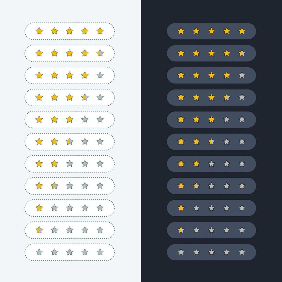 pulito leggero e buio stella valutazione simbolo vettore