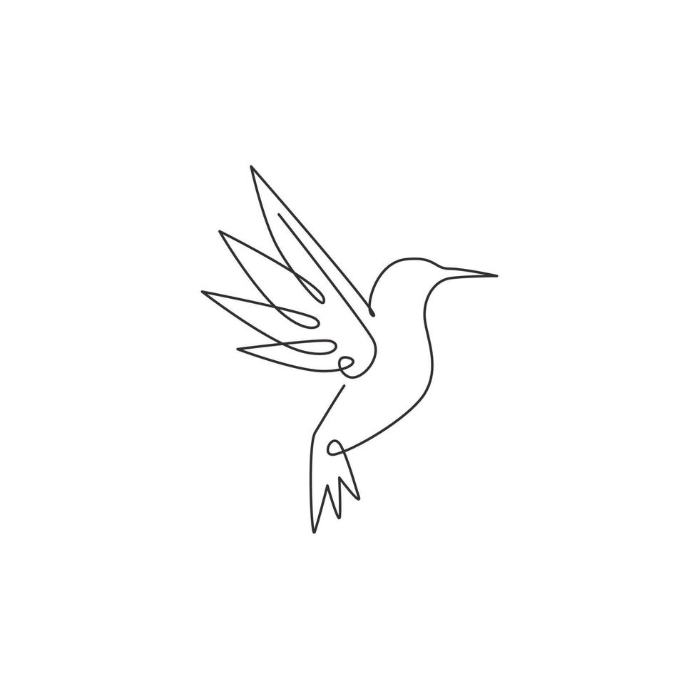 un disegno a tratteggio di un simpatico colibrì per l'identità del logo aziendale. piccolo concetto di mascotte di uccelli di bellezza per il parco zoo nazionale aviario. illustrazione di disegno di disegno di vettore grafico di linea continua