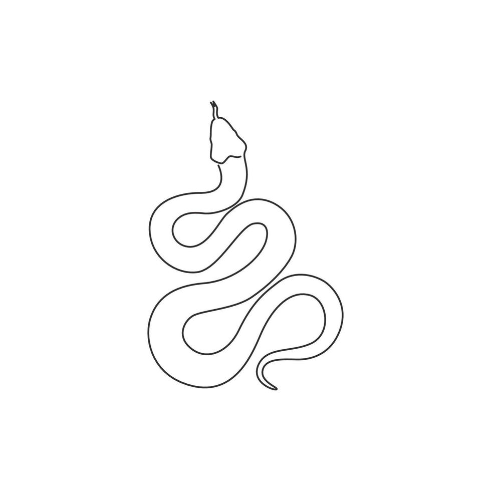 disegno a linea continua di serpente velenoso per l'identità del logo aziendale. micidiale concetto di mascotte mamba nero per l'icona del marchio aziendale. illustrazione vettoriale grafica di design moderno di una linea di disegno