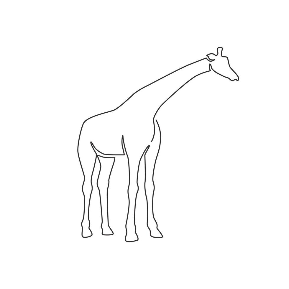 un disegno a tratteggio di una simpatica giraffa per l'identità del logo safari. adorabile giraffa mascotte animale concetto per l'icona del parco nazionale di conservazione dell'africa. illustrazione vettoriale di disegno di disegno di linea continua