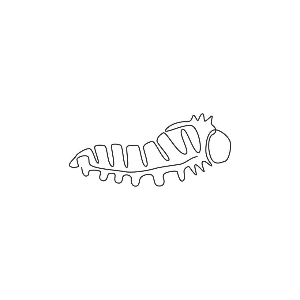 un disegno a linea continua di un simpatico bruco per l'identità del logo aziendale. stadio larvale del concetto di mascotte lepidotteri per l'icona amante degli insetti. illustrazione vettoriale grafica di disegno di disegno a linea singola moderna