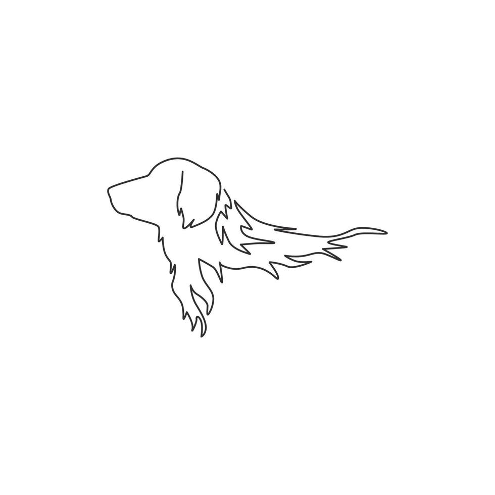 disegno a linea continua di adorabile cane golden retriever per l'identità del logo aziendale. cane di razza mascotte concetto per pedigree amichevole icona dell'animale domestico. illustrazione vettoriale di design moderno a una linea di disegno