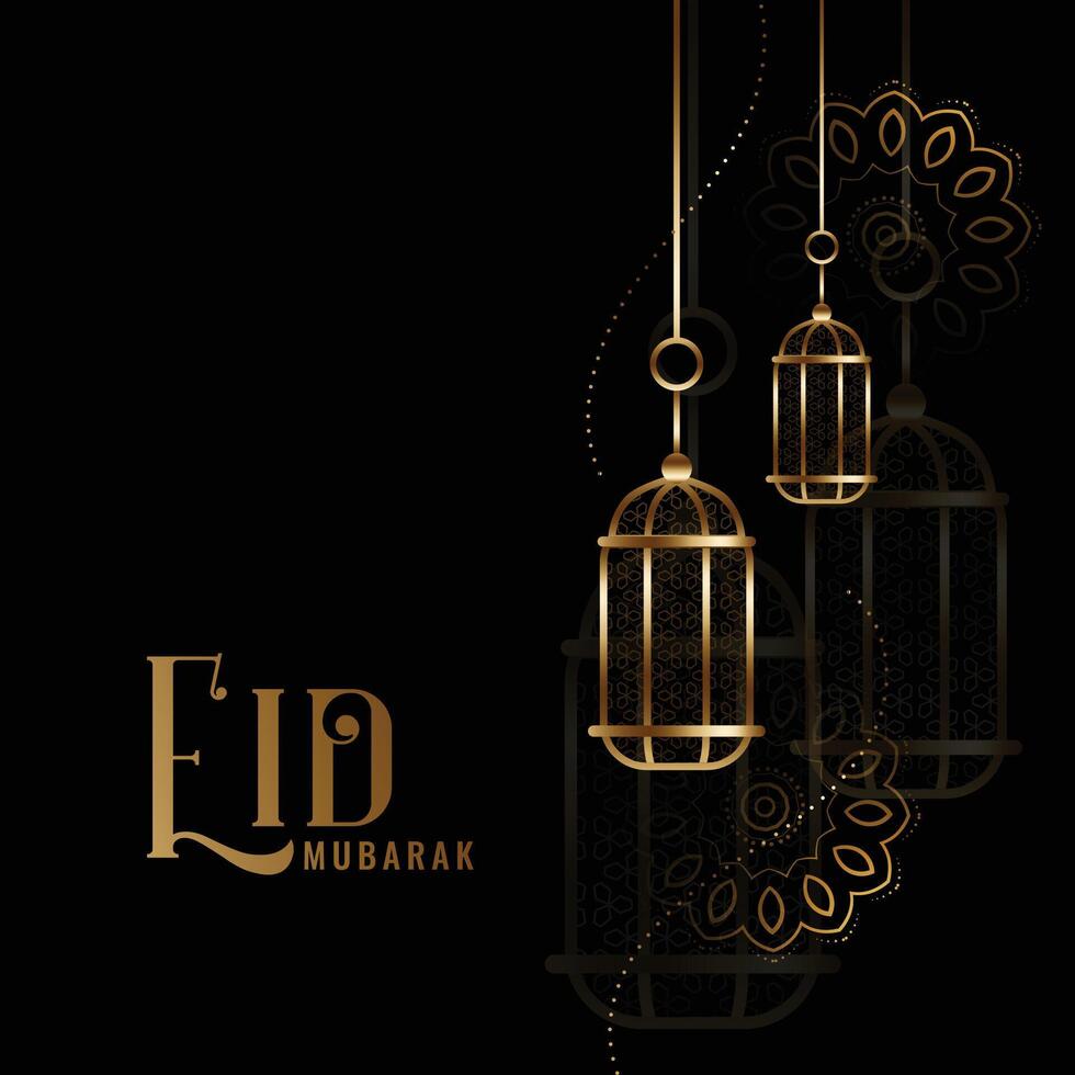 eid mubarak Festival auguri d'oro carta design vettore