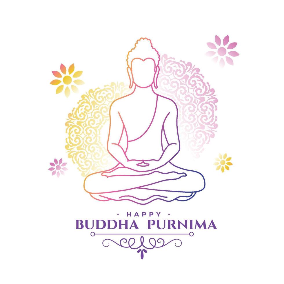 bellissimo Budda o guru purnima evento sfondo nel linea arte vettore
