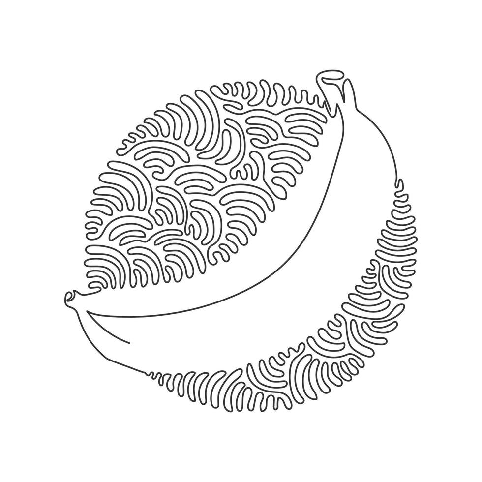 disegno di una sola linea intera banana biologica sana per il logo del frutteto. concetto di frutta tropicale fresca per l'icona del giardino di frutta. ricciolo ricciolo stile di sfondo del cerchio. disegno di disegno di linea continua vetor vettore