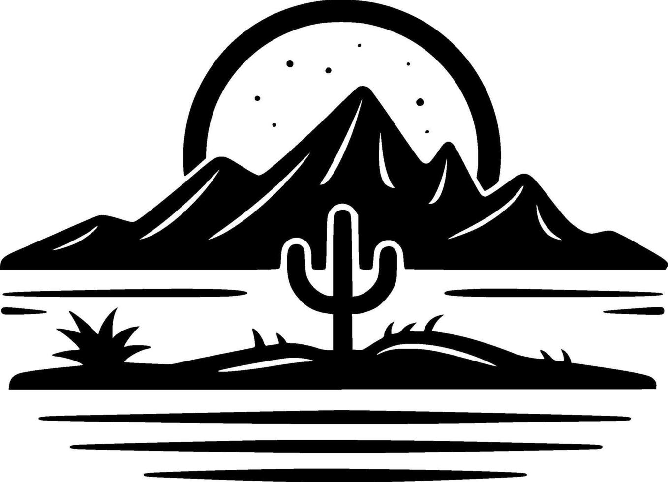 deserto - nero e bianca isolato icona - illustrazione vettore