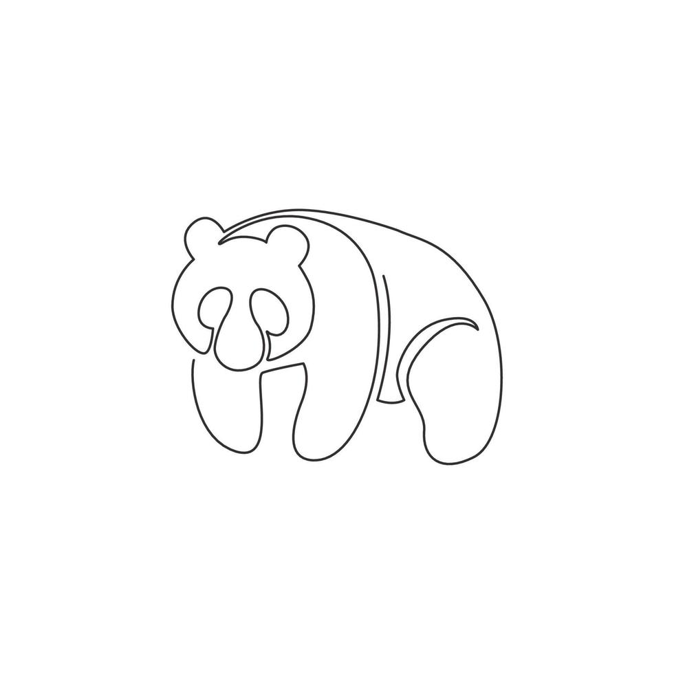 disegno a linea continua di un panda divertente per l'identità del logo aziendale. concetto di icona dell'azienda dalla forma di animale mammifero carino. illustrazione moderna di disegno grafico di disegno di vettore di una linea